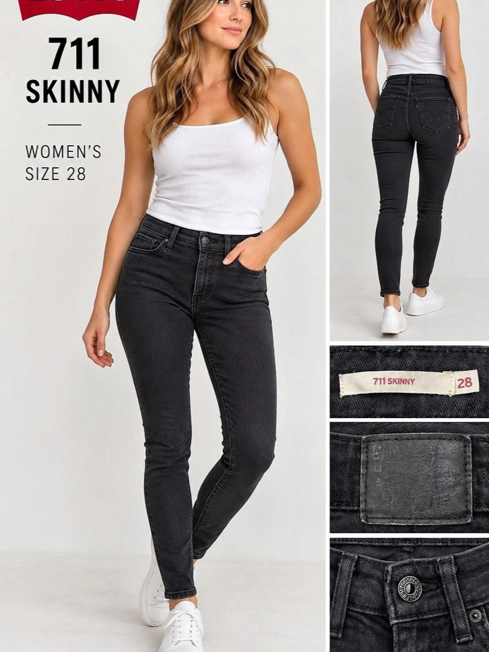 Levi’s 711 | Skinny Jeans | Size 28 | Black Stretch | Mid Rise 🖤